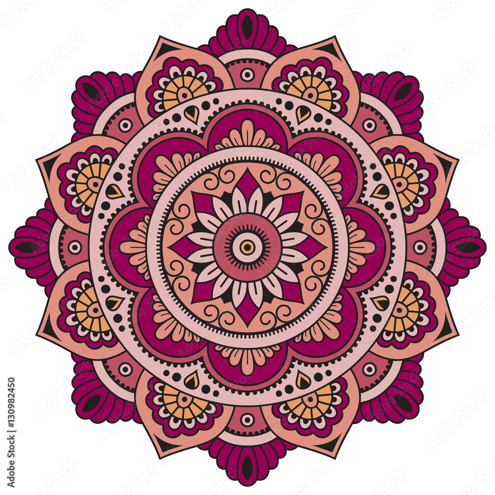 Vector color mandala. Mehndi style.