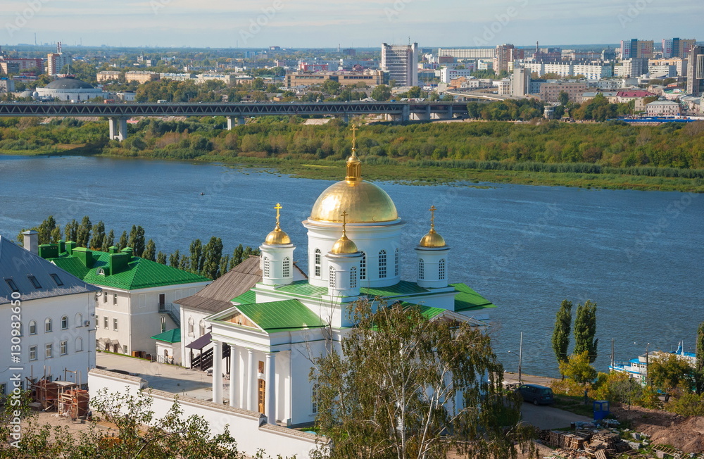 The temple on the embankment of the Volga River in Nizhny Novgorod
