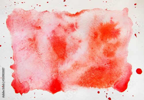 Abstract red watercolor on white background. Watercolor blot for your design.