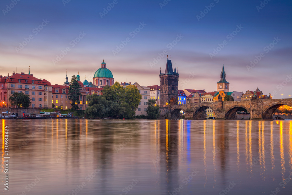 Fototapeta premium Prague at sunrise. Cityscape of Prague, Czech Republic during sunrise.