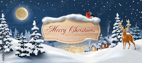 Vector background with winter landscape.
