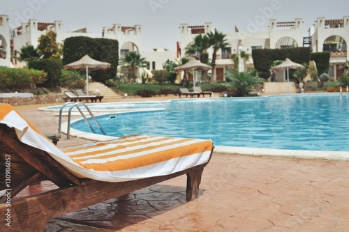 Vocation time in hotel resort water pool