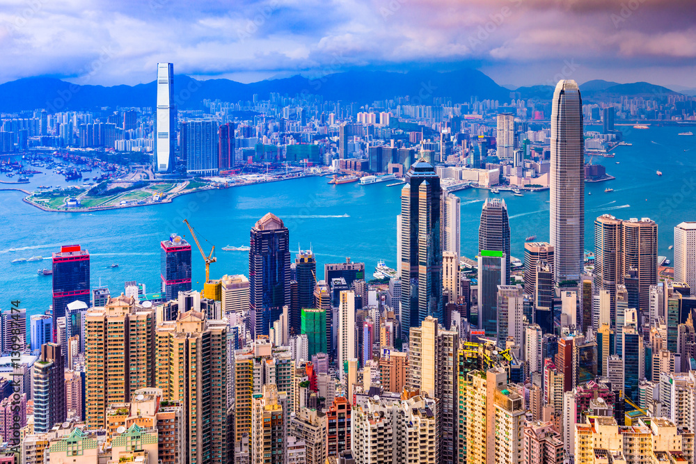 Hong Kong, China Cityscape from Victoria Peak at twilight. Hong Kong, China Cityscape from Victoria Peak at twilight.