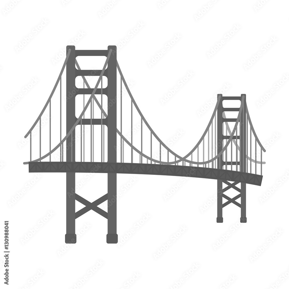 Fototapeta Ikona Golden Gate Bridge w stylu monochromatycznym na białym tle. USA kraju symbol Stockowa ilustracja wektorowa.