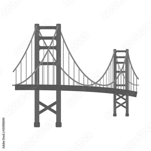 Fototapeta Ikona Golden Gate Bridge w stylu monochromatycznym na białym tle. USA kraju symbol Stockowa ilustracja wektorowa.