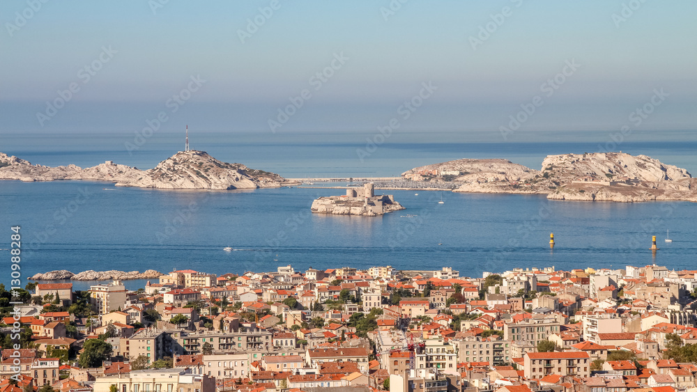 Isle d'If and the bay of Marseille in southern France