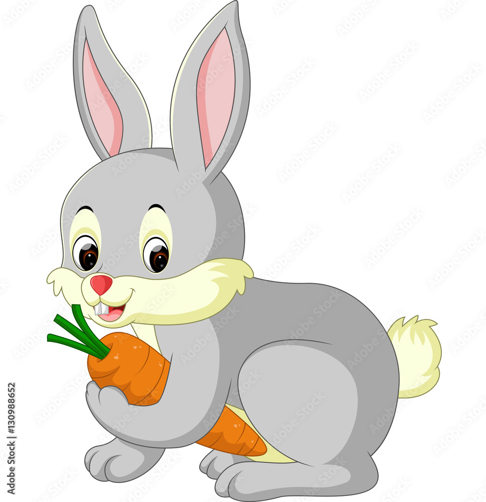 illustration of cute rabbit cartoon Stock Vector | Adobe Stock
