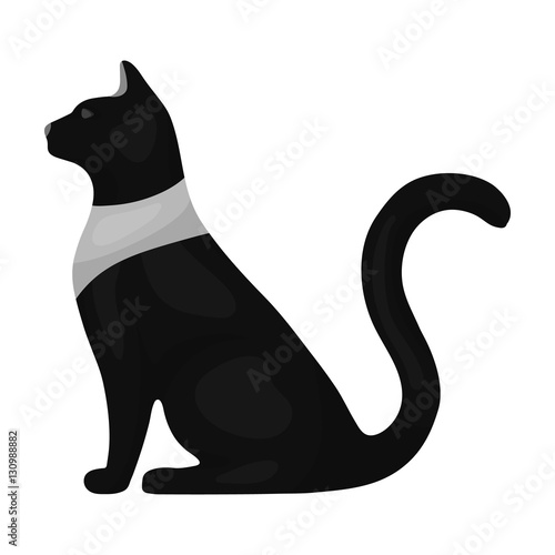 Cat goddess Bastet icon in monochrome style isolated on white background. Ancient Egypt symbol stock vector illustration.