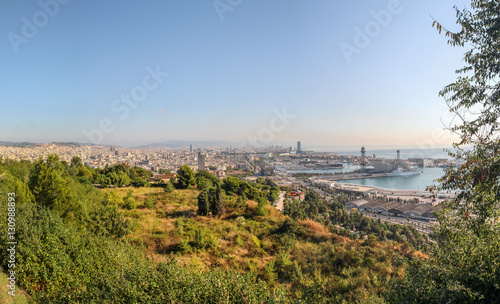 Panorama of the Barcelona in the summer morning light