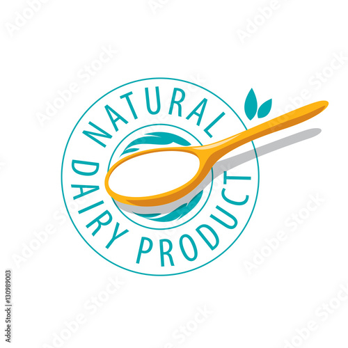 vector logo spoon with milk product