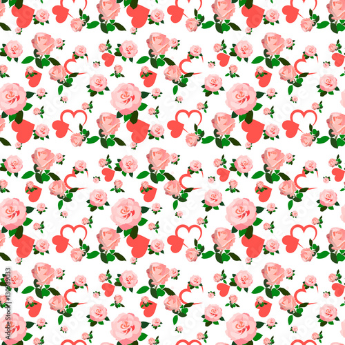 Wallpaper Mural Seamless roses pattern for Valentines day. Vintage floral background. Vector illustration. Torontodigital.ca