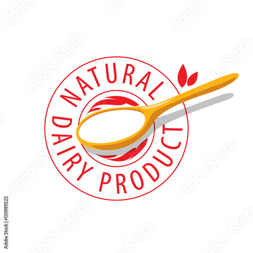 vector logo spoon with milk product