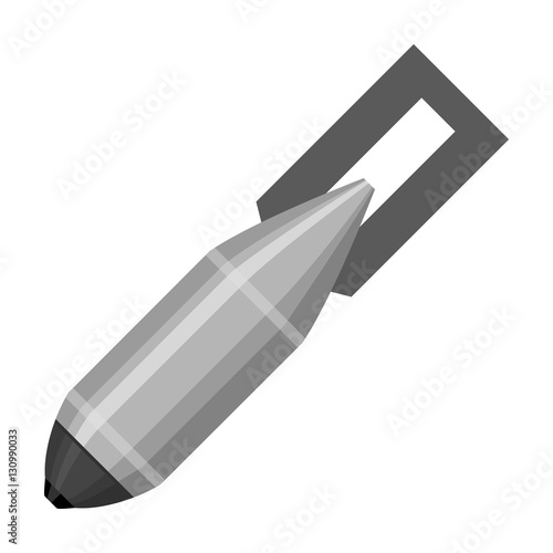 Military aerial bomb icon in monochrome style isolated on white background. Military and army symbol stock vector illustration