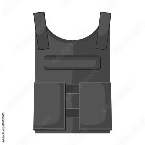 Army bulletproof vest icon in monochrome style isolated on white background. Military and army symbol stock vector illustration