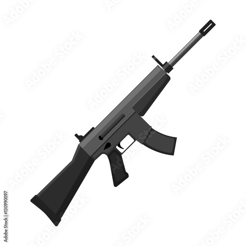 Military assault rifle icon in monochrome style isolated on white background. Military and army symbol stock vector illustration