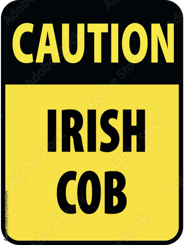 Vertical rectangular black and yellow warning sign of attention, prevention caution irish cob horses. On Board Trailer Sticker Please Pass Carefully Adhesive. Safety Products.