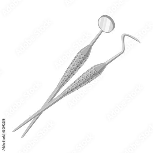Dental instruments icon in monochrome style isolated on white background. Dental care symbol stock vector illustration.