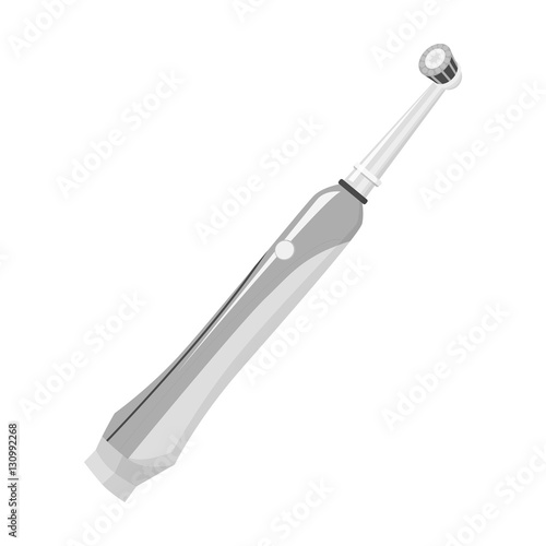 Electric toothbrush icon in monochrome style isolated on white background. Dental care symbol stock vector illustration.