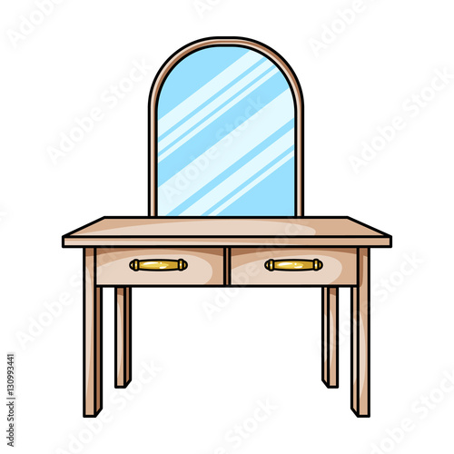 Dressing table icon in cartoon style isolated on white background. Furniture and home interior symbol stock vector illustration.