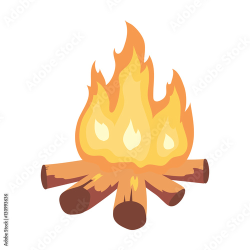 Campfire of stone age icon in cartoon style isolated on white background. Stone age symbol stock vector illustration.