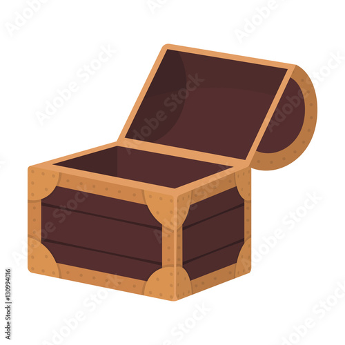 Pirate wooden chest icon in cartoon style isolated on white background. Pirates symbol stock vector illustration.