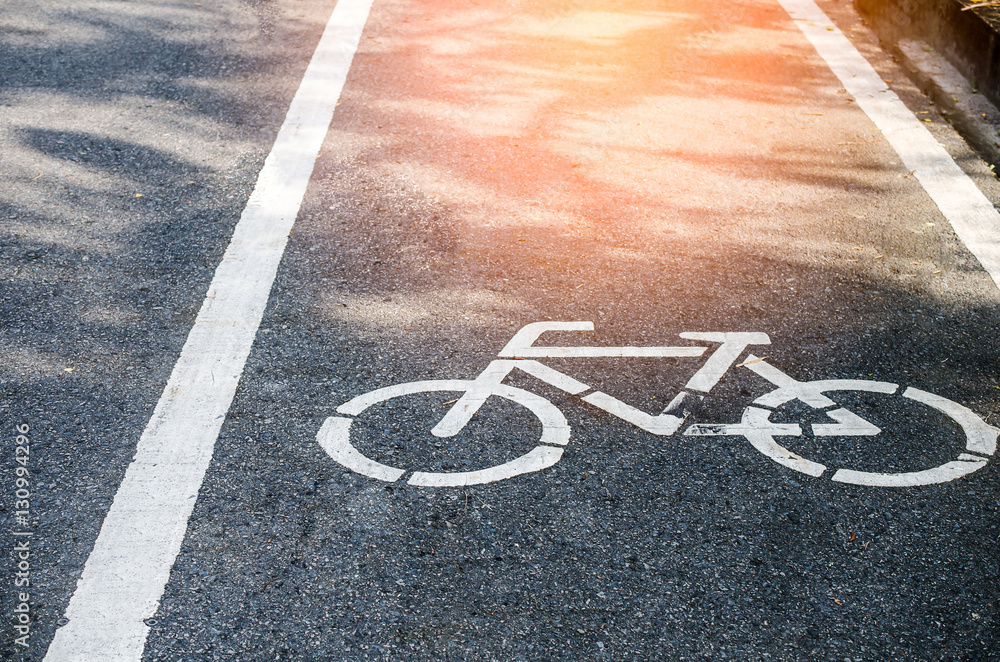 Fototapeta premium Bicycle lane sign. Exercise and transport concept.