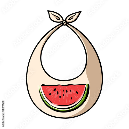 Baby bib icon in cartoon style isolated on white background. Baby born symbol stock vector illustration.