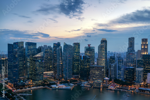 Singapore City Skyline at Sunset