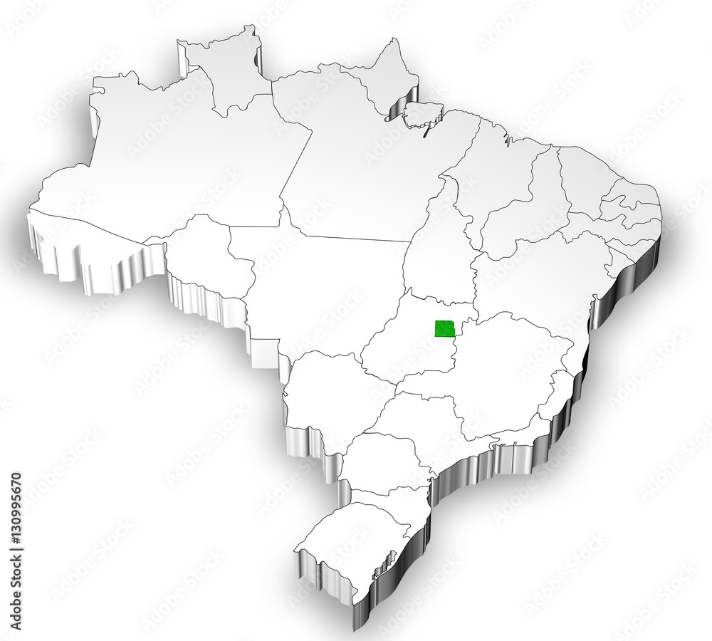 Brazilian map with Distrito Federal state highlighted