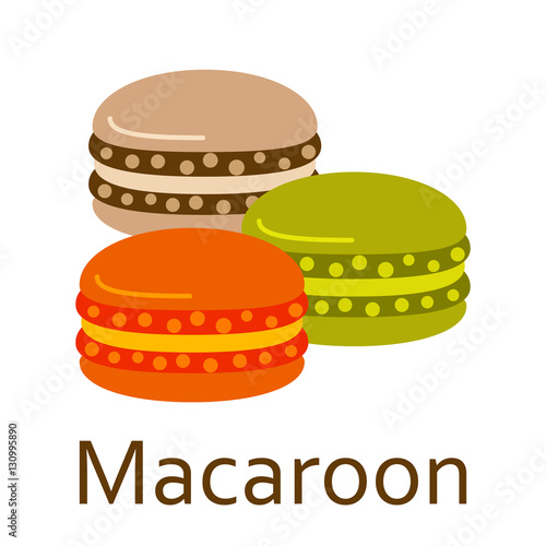 Macaroon. Sweet food flat icon. Vector illustration.