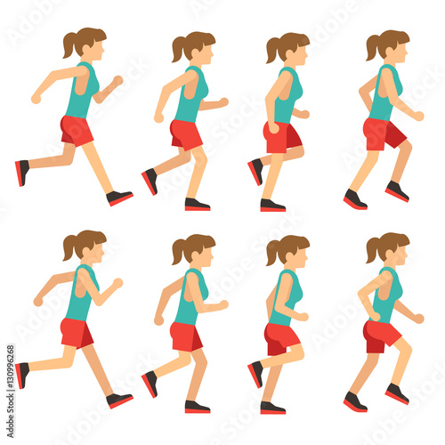 Running woman, female runner animation frame loop sequence