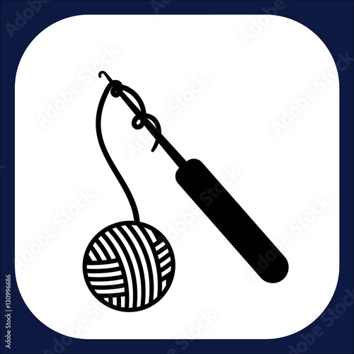 An icon on crotchet and threads for creating handmade knitting goods
