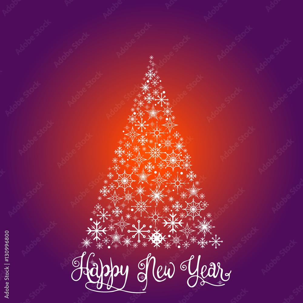 Christmas tree which consists of snowflakes
