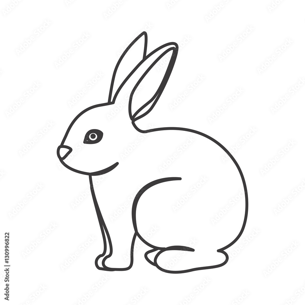Obraz premium Ikona kreskówka królik. Motyw natury zwierzęcej ślicznego życia. Projekt na białym tle. Ilustracji wektorowych