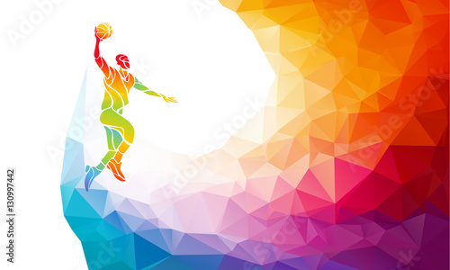 Polygonal geometric basketball player jump shot