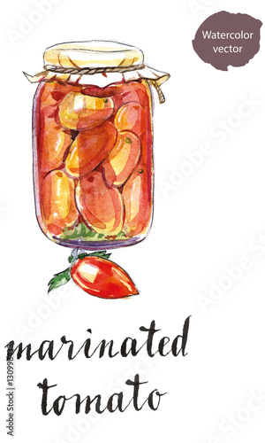 Glass jar of marinated tomatoes