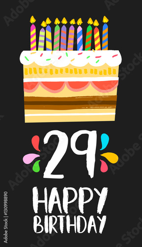 Photography Happy Birthday card 29 twenty nine year cake
