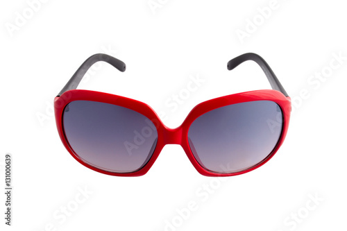 Red sun glasses isolated over the white background