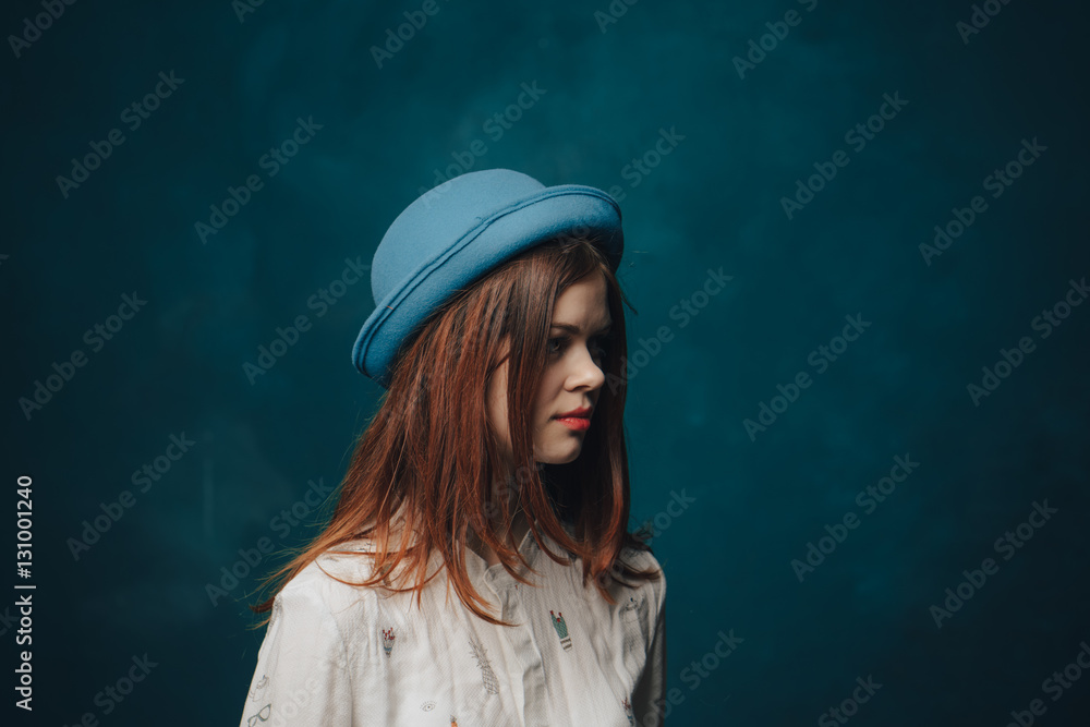 Woman with blue hat Woman with blue hat