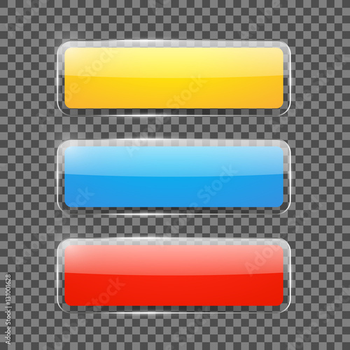 Shiny colored rectangular web banners or buttons, vector illustration