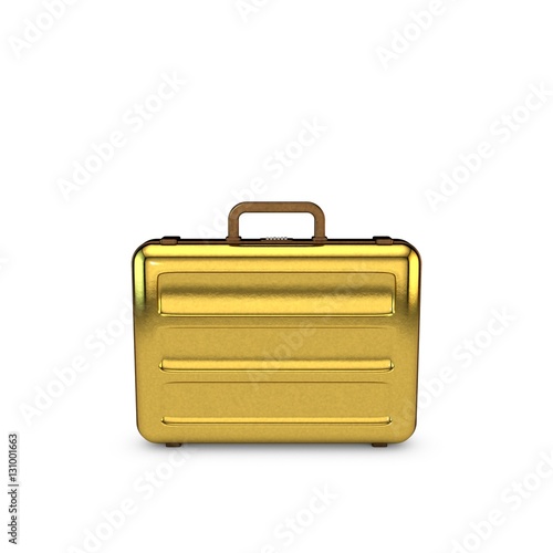 Metallic suitcase. Isolated...