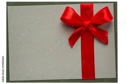 Gift card frame with red ribbon bow