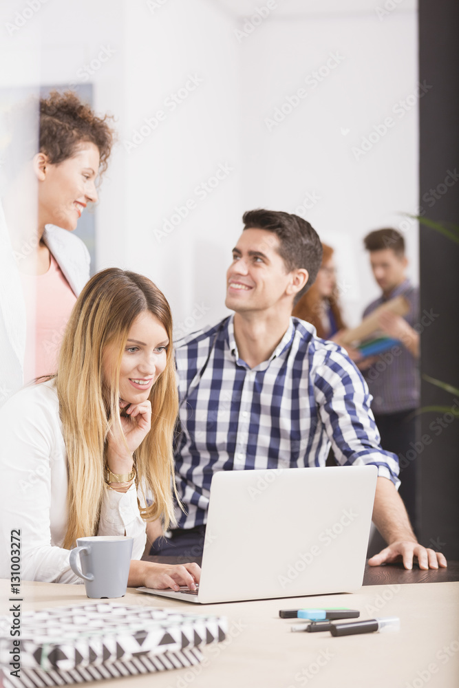 Businesswoman using laptop