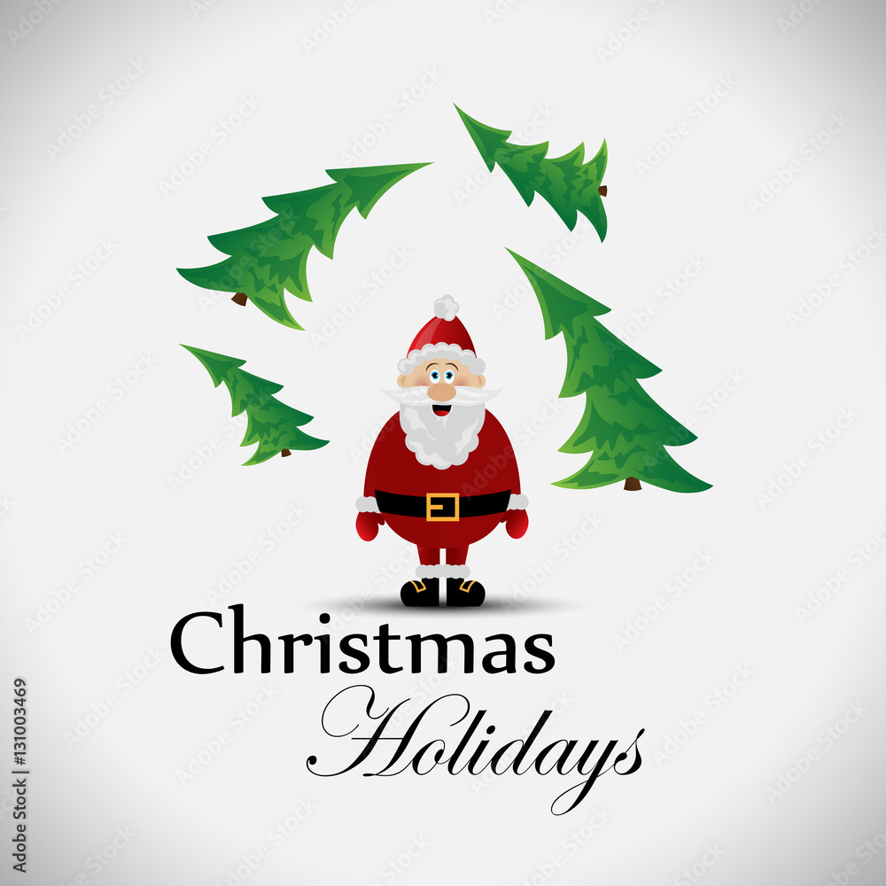 Santa Claus Greeting Card - Isolated On Gray Background, Vector Illustration, Graphic Design. For Web, Websites and Print Material. Template For Social Media Network, Newsletter And Ads