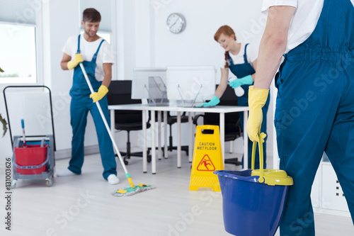 Busy professional cleaners photo