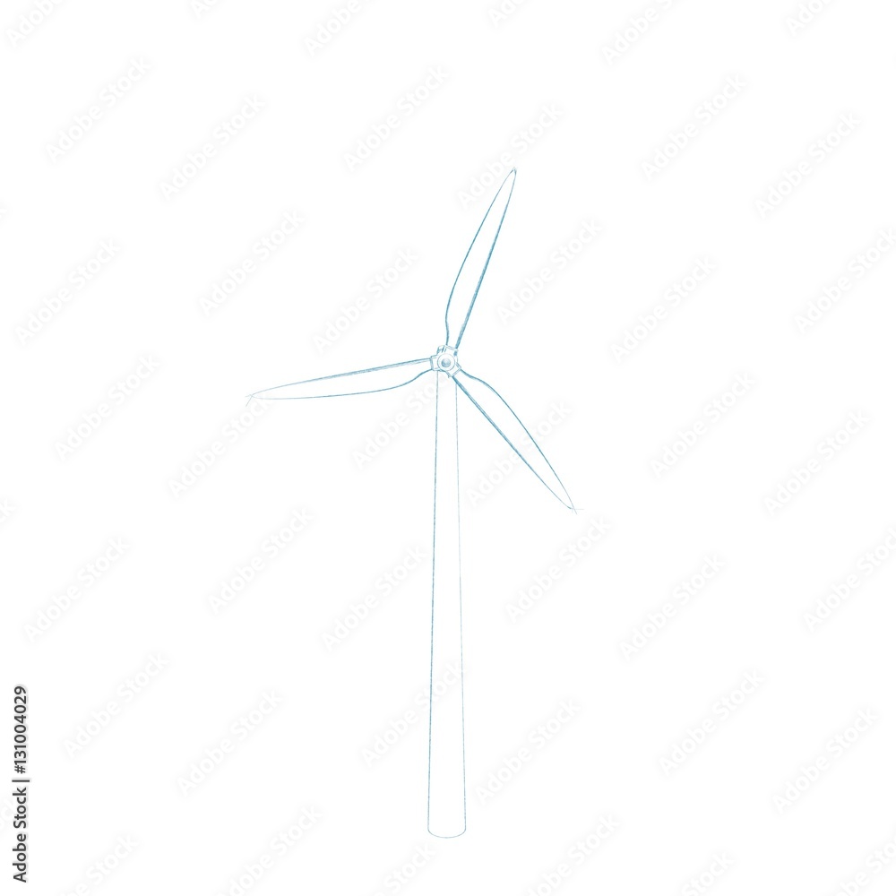 Wind turbin. Isolated on white background.Sketch illustration. Wind turbin. Isolated on white background.Sketch illustration.