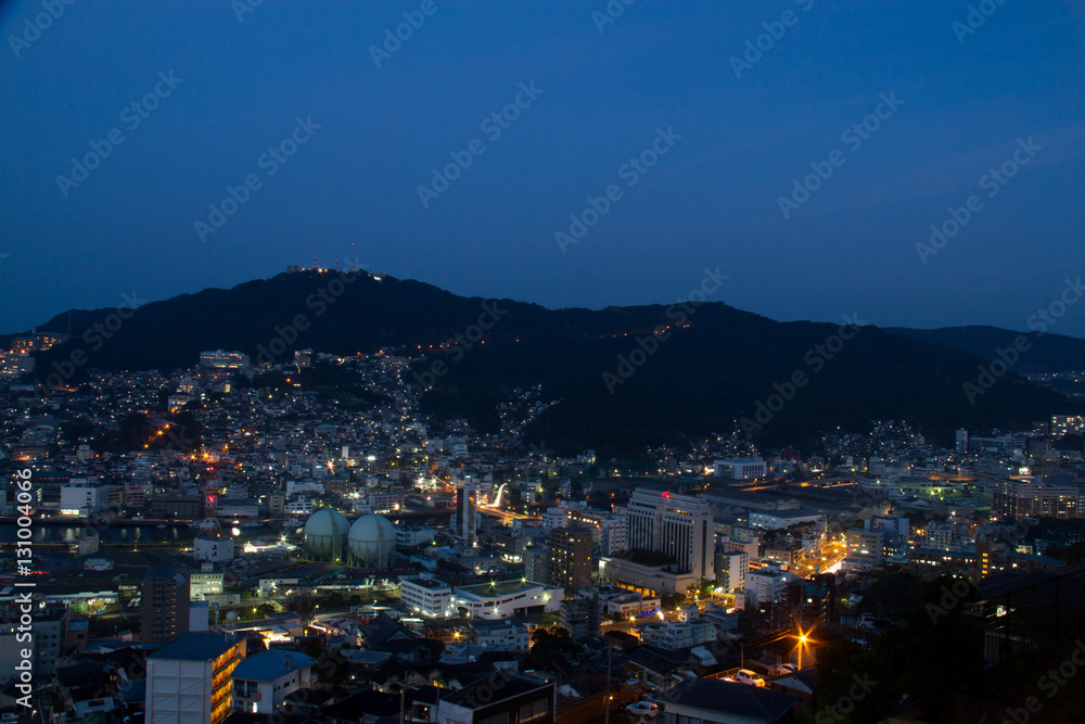 nagasaki city landscape at Night shot of Nagasaki city in Japan