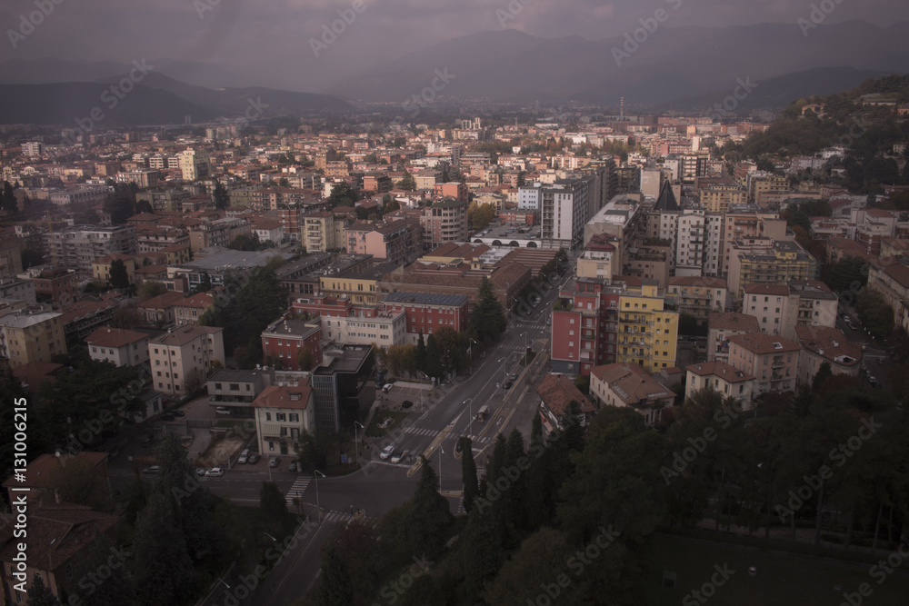 View of Brescia at the sunset