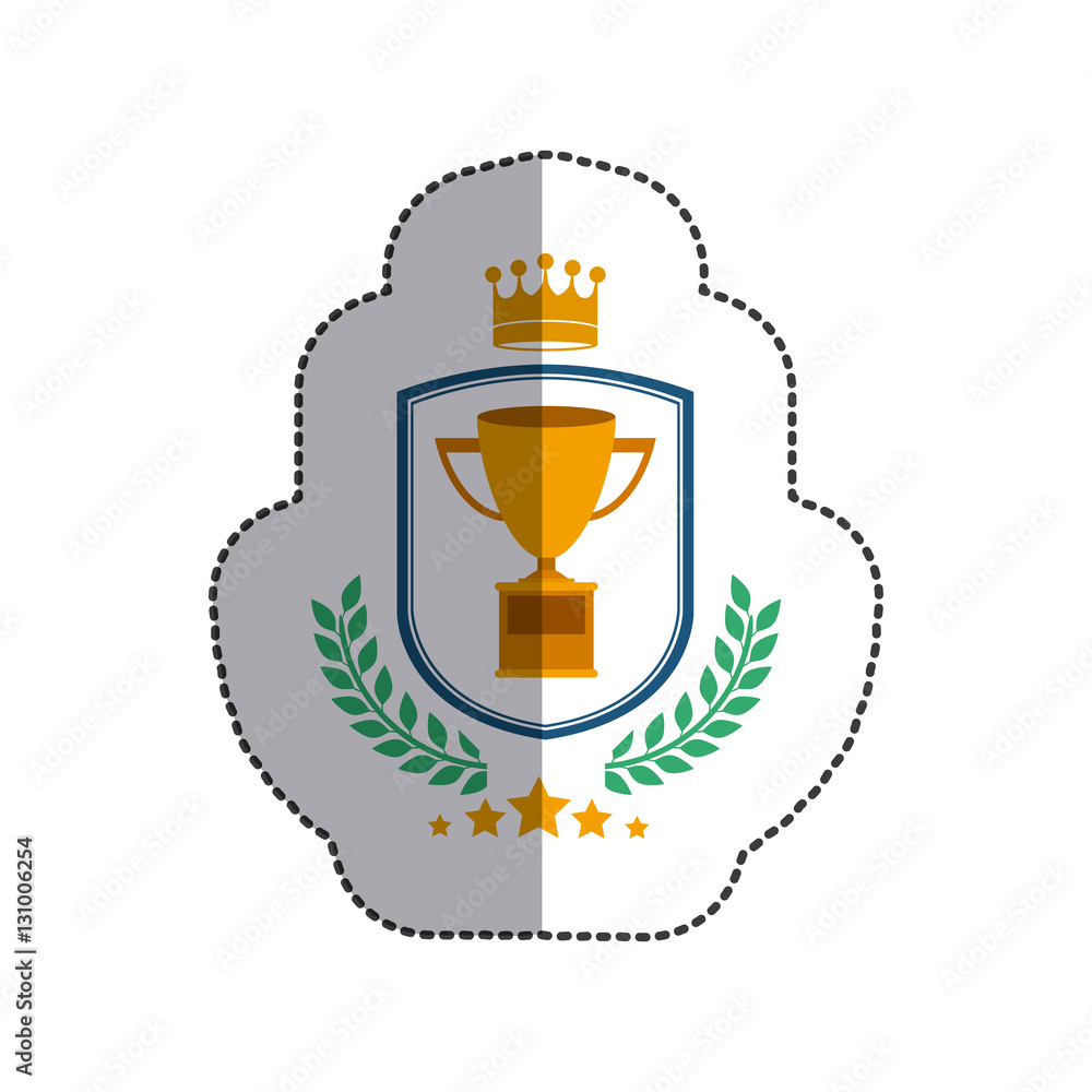 Trophy inside label icon. Competition success sport and challenge theme. Isolated design. Vector illustration Trophy inside label icon. Competition success sport and challenge theme. Isolated design. Vector illustration
