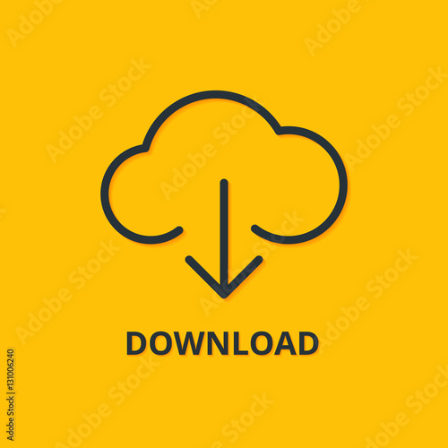 Cloud download simple line icon. Vector illustration